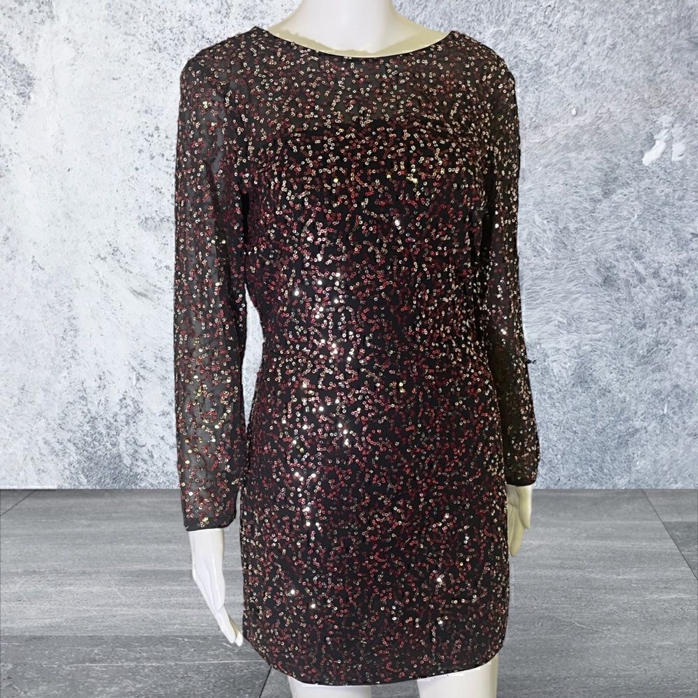 ‎H&M Long Sleeve Low Back & Red Sequin Dress